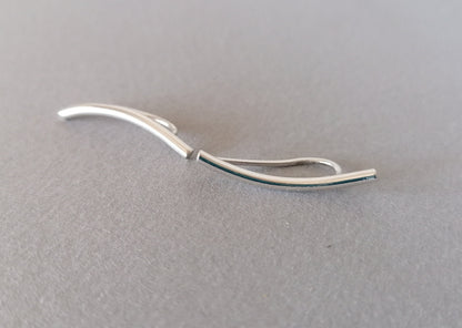 Sterling Silver Ear Climber 925 – Minimal Curved Bar Earring for Women