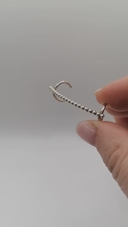 Long Beaded Sterling Silver Ear Cuff – No Piercing