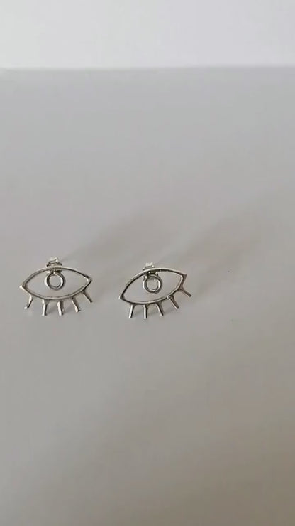 Evil Eye Sterling Silver Stud Earrings