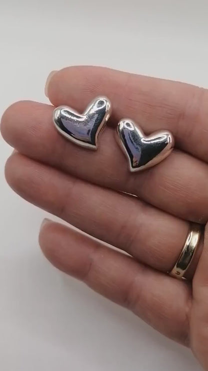 Sterling Silver Heart Stud Earrings