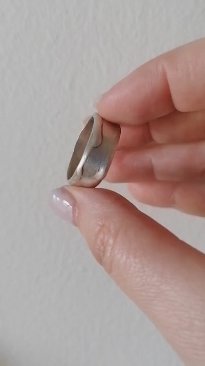 Chunky Wide Band Silver Ring | Brushed Matte 925 Sterling Silver