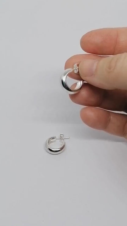 Chunky Small Sterling Silver Hoop Earrings